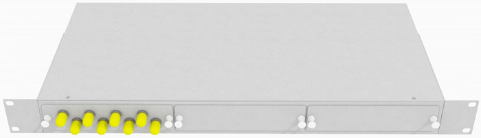 Кросс оптический стоечный TopLAN КРС-Top-1U-08ST/U-OM2-GY 19, 8 ST/UPC адаптера, многомодовый, 1U, серый, укомплектованный