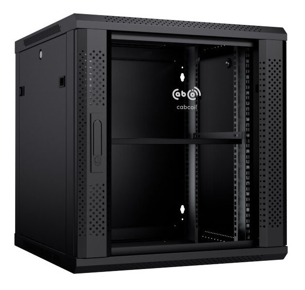 Шкаф настенный 19, 15U Cabcoil CC-WL-15.6.6-G-BK 600x600x769, дверь стекло в металлической раме, цвет черный