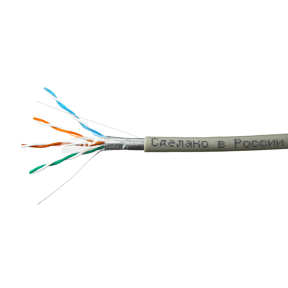 Кабель витая пара F/UTP 5e кат. 4 пары SkyNet CSP-FTP-4-CU 24AWG(0.51 мм), медь, одножильный (solid), внутренний, PVC, серый, уп/305м ''Premium''