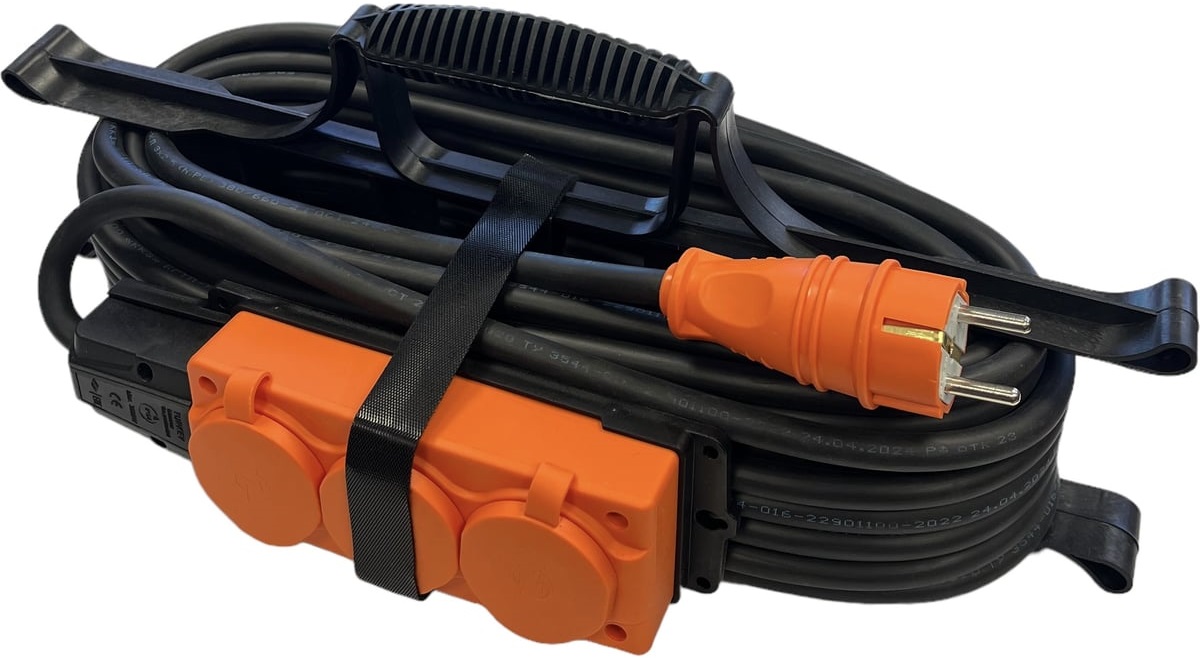 Удлинитель силовой iTOK i-CONNECT-COLOR-SUR-PVS-215-3-54-10-ORANGE тип SUR серии iCONNECT COLOR на рамке без земли ПВС 2х1,5 мм 3 гнезда IP54 ГОСТ цве