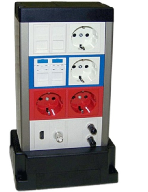 Коробка напольная Lanmaster LAN-WA-TWR2-F45/8 сдвоенная, на 8 модулей Mosaic 45x45