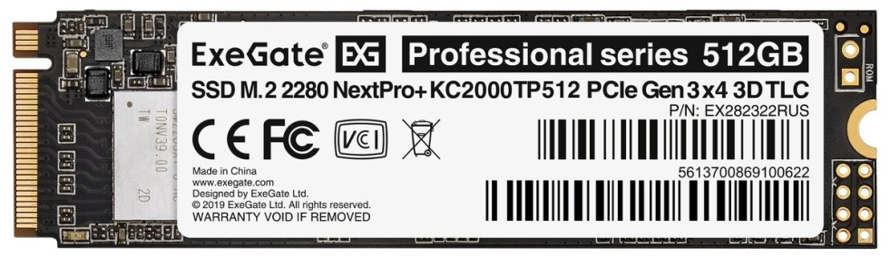 SSD ExeGate  Xcom-Shop Накопитель SSD M.2 2280 Exegate EX282322RUS NextPro+ 512GB PCIe Gen3x4 NVMe 3D TLC 1600/1200MB/s MTB