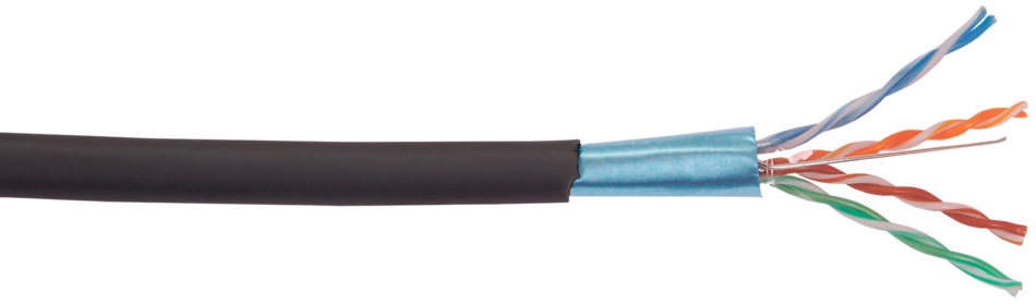 Кабель витая пара F/UTP 5e кат. 4 пары ITK BC3-C5E04-339-305-G 25AWG(0.45 мм), медь, одножильный (solid), внешний, PE, чёрный, уп/305м ''GENERICA''