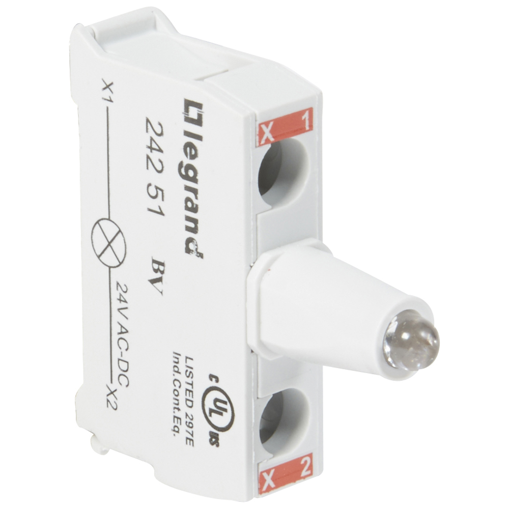 Блок Legrand 024251 Osmoz - со встроенным светодиодом для головок, для кнопочных постов, 24В~/=, красный