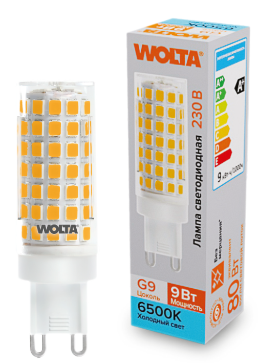 Лампа светодиодная WOLTA WSTD-JCD-9W6KG9-C 9Вт 6500K G9
