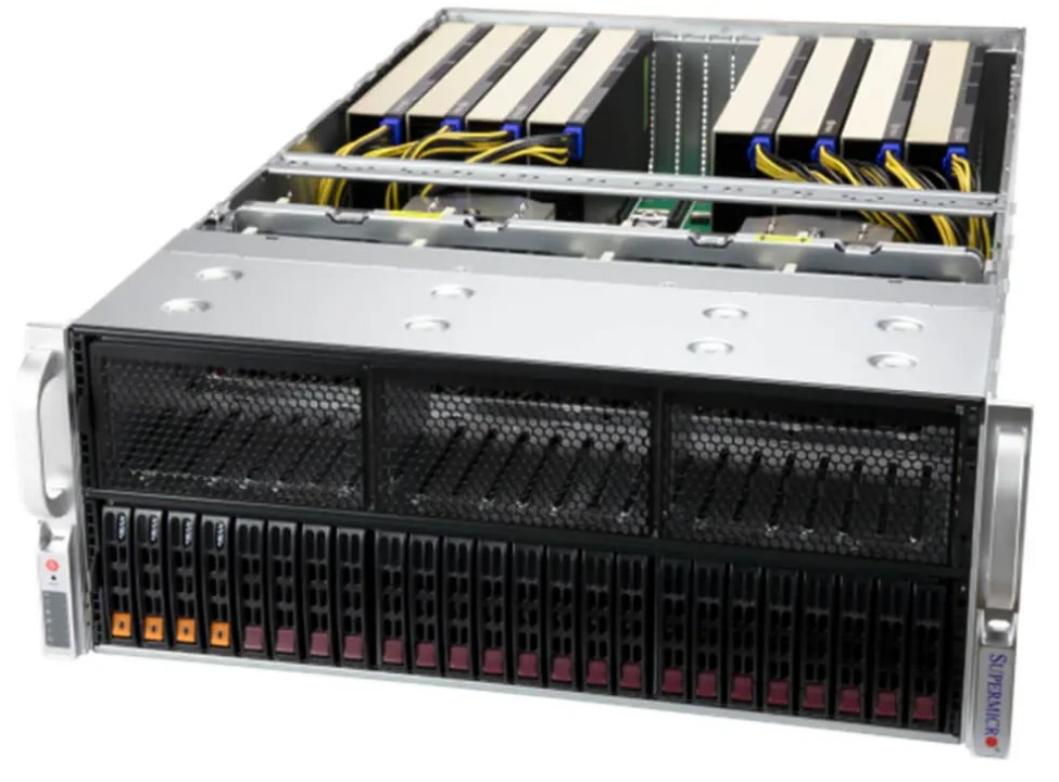Серверная платформа 4U Supermicro AS -4125GS-TNRT (2*SP5, 24*DDR5, 9*PCIe, M.2, 2*USB 3.2, VGA, 4*2000W 80+ Titanium)