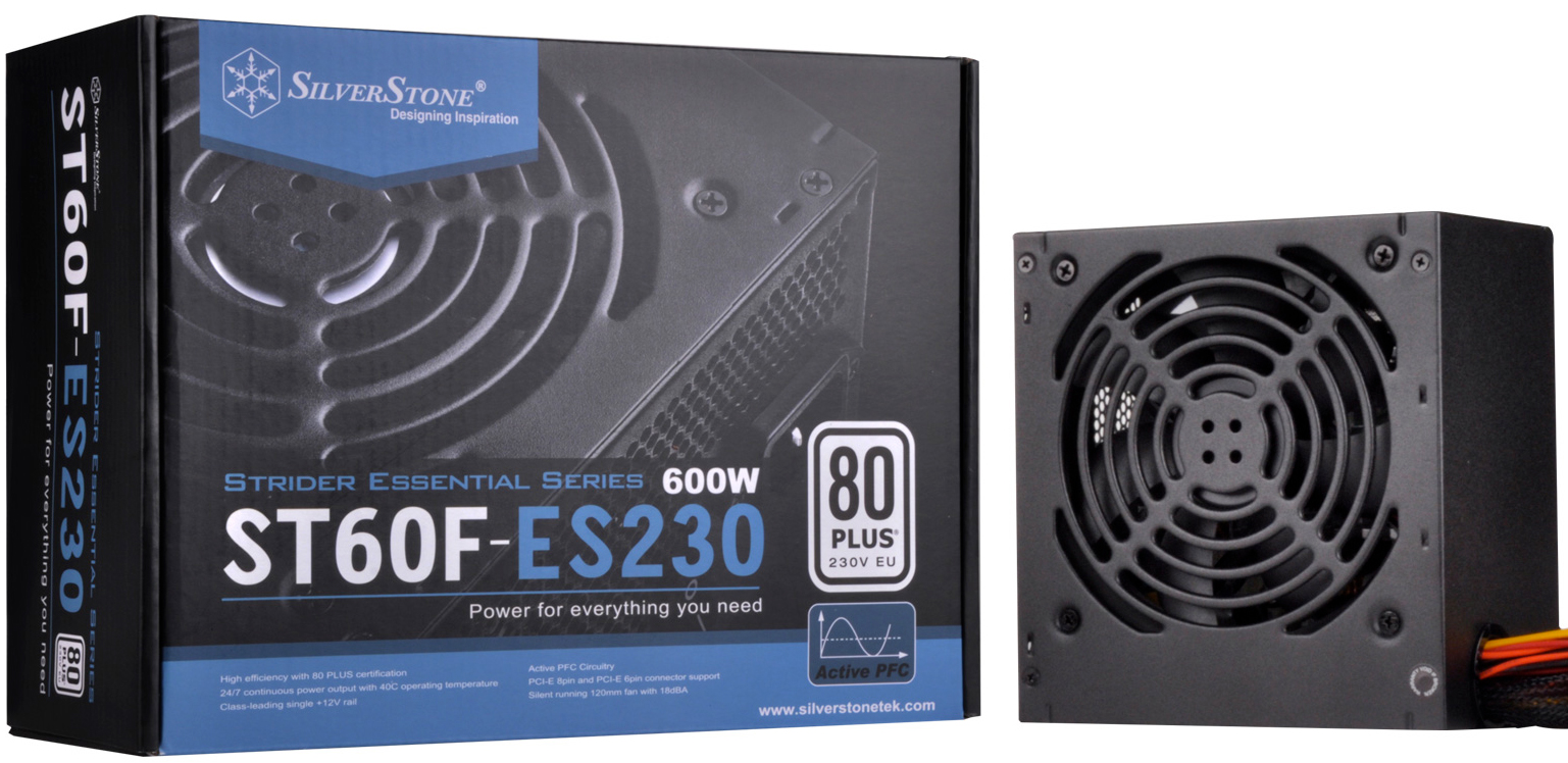 600-700W  Xcom-Shop Блок питания ATX SilverStone ST60F-ES230 600W, 80 Plus EU, active PFC, 120mm fan