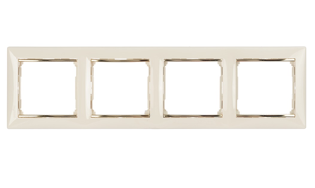Рамка Legrand 774154 Valena CLASSIC - 4 поста, горизонтальный монтаж, слоновая кость/золотой штрих