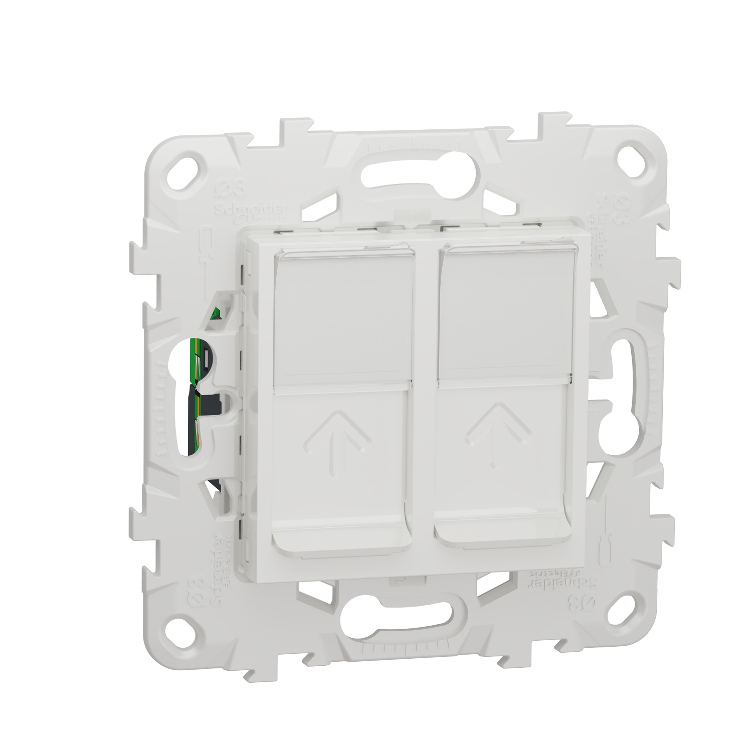Розетка Schneider Electric NU542418 UNICA NEW, белая, компьютерная RJ45 двойная категория 6 UTP