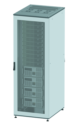 Шкаф напольный 19, 42U DKC R5IT4288PF 800х800 двери перфорированная/перфорированная, укомплектован вводом и заглушками RAL7011/7035, RAM telecom