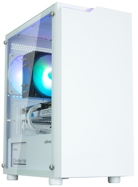 Корпус mATX Zalman T4 PLUS WHITE без БП, боковая панель из закалённого стекла, USB 2.0, 2*USB 3.0