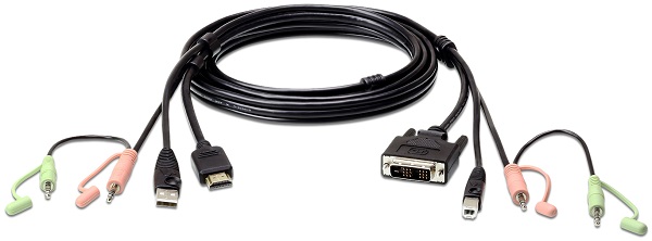 Кабели для KVM переключателей Кабель Aten 2L-7D02DH КВМ, с интерфейсами передачи звука, USB, HDMI - DVI-D, 1.8м