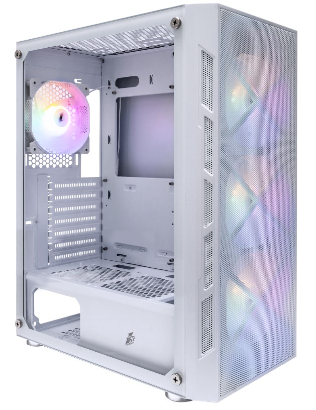 Корпус ATX 1STPLAYER FIREBASE XP White XP-WH-4F1-W белый, без БП, окно из закаленного стекла