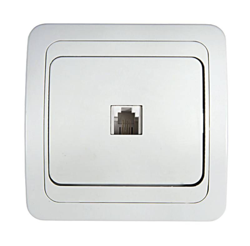 Розетка IN HOME 4690612000404 Classico 2034 телефонная 1-м СП 16А IP20 бел.