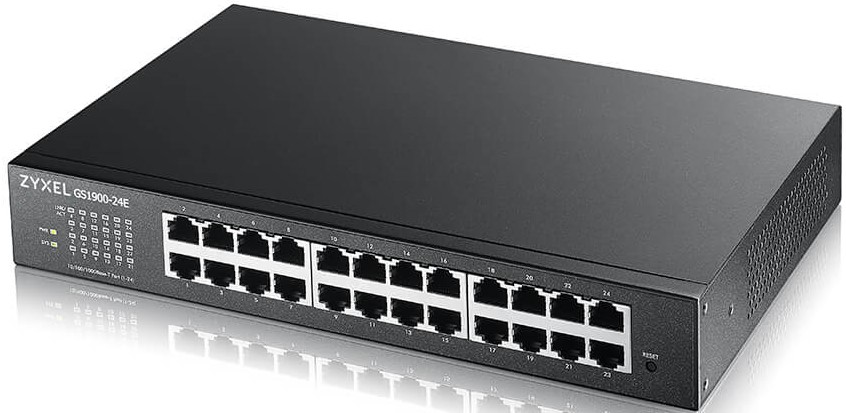 Коммутатор управляемый ZYXEL GS1900-24E Smart L2, rack 19, 24xGE, настольный, бесшумный