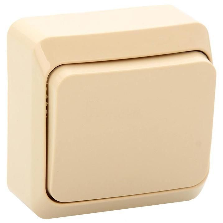 Переключатель Schneider Electric BA10-004K Этюд 1-клавишный, наружный,10 А, 220/250 В, 3680 Вт, IP20, в сборе (кремовый)