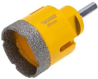 Коронка алмазная KRANZ KR-92-1021 профессиональная по керамограниту и железобетону М14, вакуумное спекание, 50мм, для УШМ