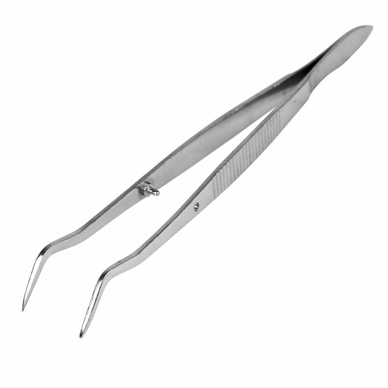 Пинцет Rexant 12-0358 изогнутый, узкий, фиксатор, рифленый 160 мм