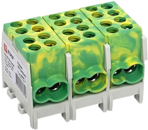 Клемма распределительная EKF ksr-2.25-2.16-y-green КСР с двойным винтом 2x25/2x16 желто-зеленая