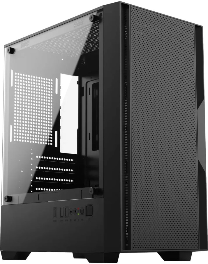 Корпус mATX Oklick OCC-MN307 без БП, боковая панель из закалённого стекла, 2*USB 2.0, USB 3.0