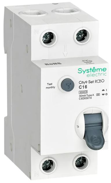 Автомат дифференциальный Systeme Electric C9D65616 City9 Set 1P+N С 16А 6kA 30мА Тип-A 230В