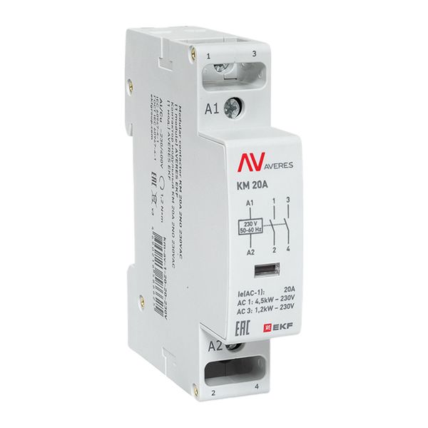 Контактор модульный EKF km-av-1-20-20-230V КМ 20А 2NО 230VAC (1 мод.) AVERES