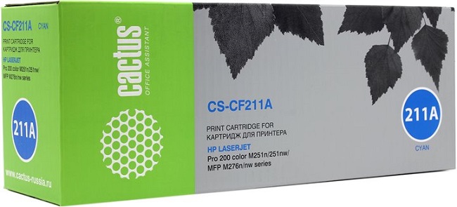 Картридж Cactus CS-CF211A для принтеров HP LaserJet Pro 200 M251/M276, голубой, 1800 стр.