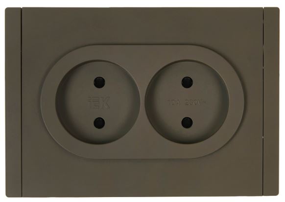 Розетка двухместная без заземления IEK FP-R23-10-1-K03 FORTE&PIANO с защитными шторками б/к 10А FP325 серый