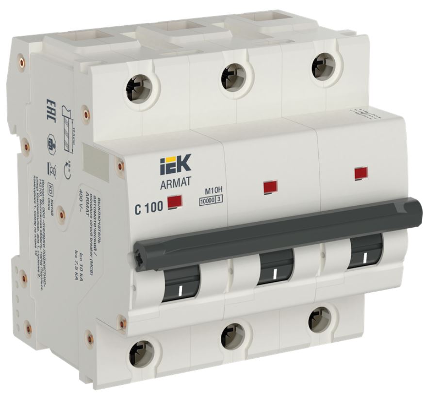 Автоматический выключатель IEK AR-M10H-3-C100 ARMAT M10H 3P C 100А 10kA