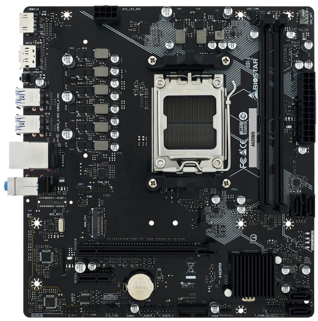 Материнская плата mATX Biostar A620MS (AM5, AMD A620, 2*DDR5 (5200), PCIe, M.2, 4*SATA, 2*USB 2.0, 4*USB 3.0, HDMI, DP)