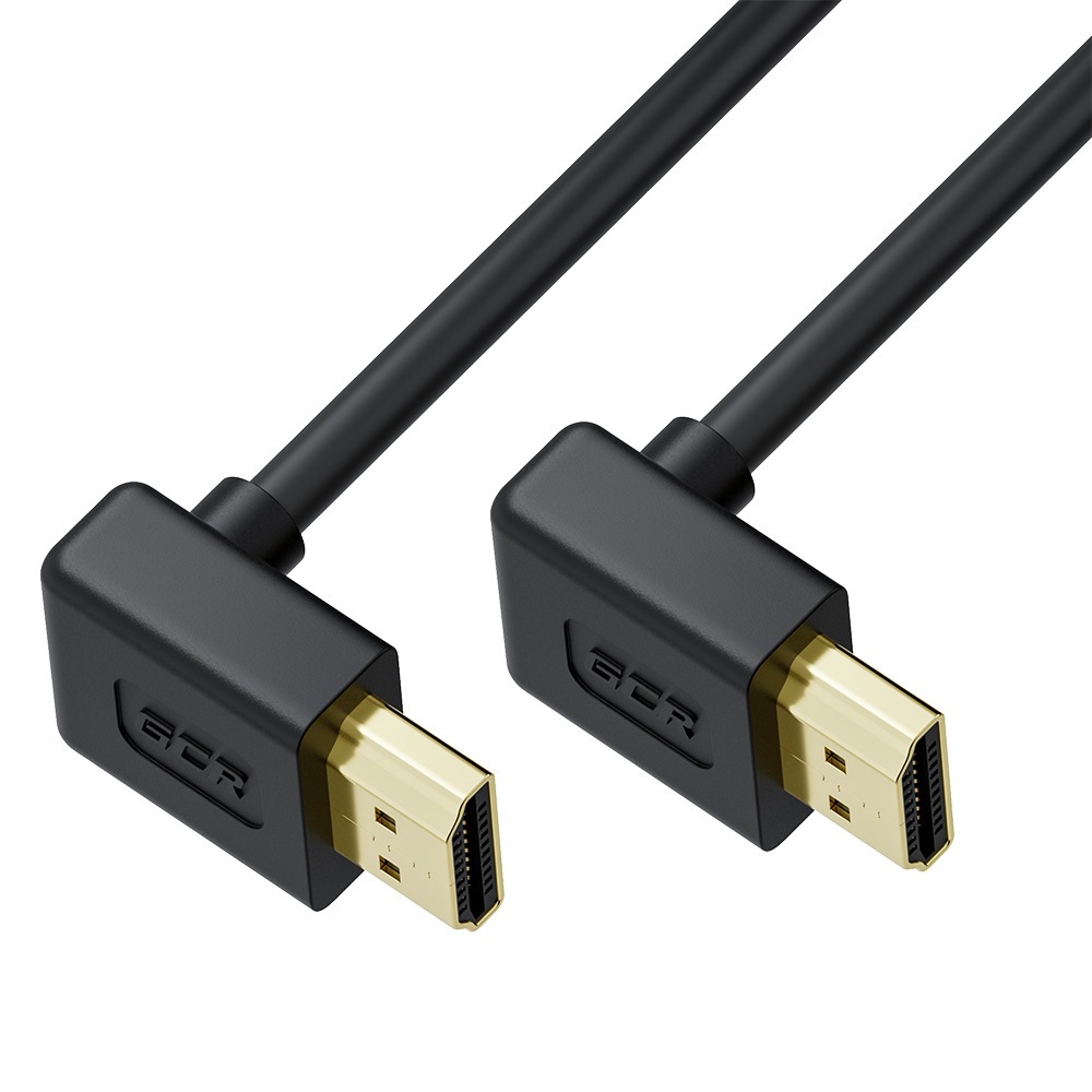 Кабель интерфейсный Greenconnect GCR-52454 SLIM 3.0m HDMI 2.0, М верхний угол / М верхний угол, черный,  HDR 4:2:0, Ultra HD, 4K 60 fps 60Hz, 3D, AUDI