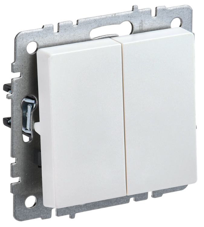 Выключатель двухклавишный IEK BR-V20-0-10-K36 BRITE 10А ВС10-2-0-БрЖ Жемчужный