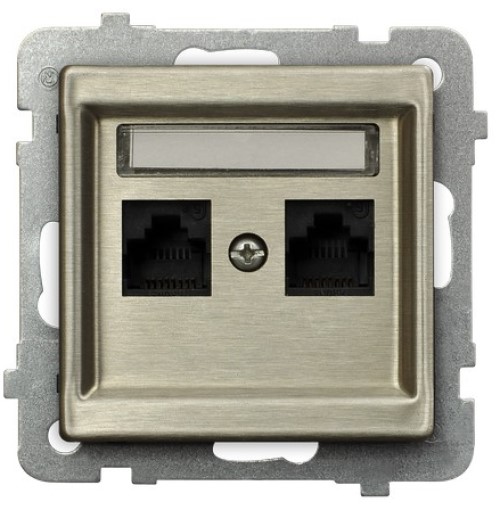 Розетка Ospel GPK-2RM/K/m/44 компьютерная, двойная, кат. 5e MMC, клеммы IDC, серебро