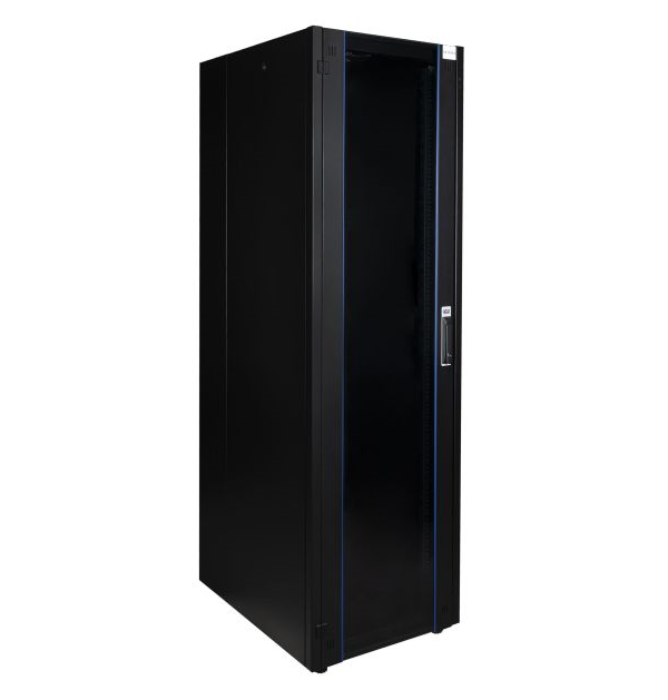 Шкаф напольный 19, 26U Datarex DR-700211 телекоммуникационный 600х800, передняя дверь стекло, задняя стенка сплошная, металл, черный
