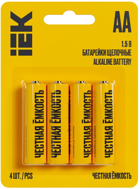 Батарейка IEK ABT-LR06-OP-L04 щелочные Alkaline LR06/AA (4шт/блистер)