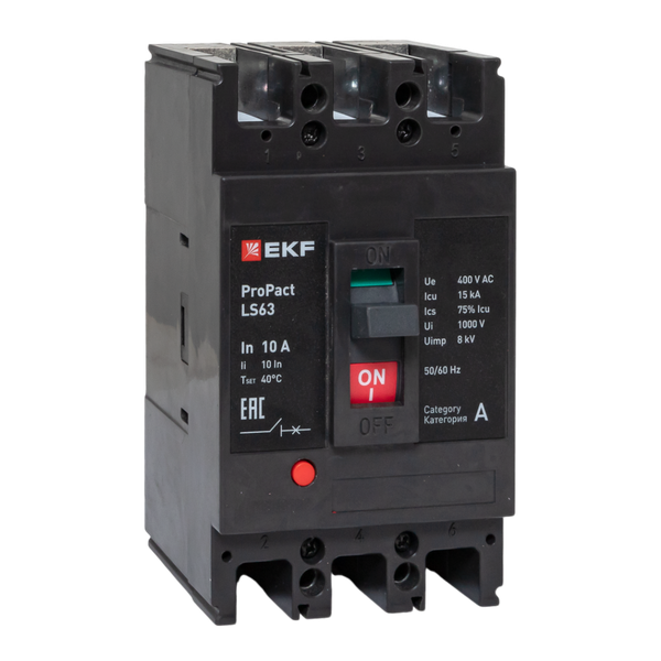 Автоматический выключатель в литом корпусе EKF mccb-63-15-3-10-ls LS63 15кА 3P 10А ProPact