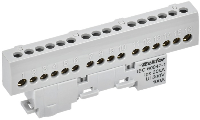 Шина L фаза IEK TF-NN10-16-KL-K03 TEKFOR изолированная на универсальном держателе 6х9-16-Ср