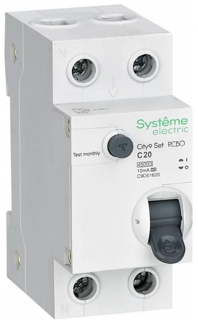 Автомат дифференциальный Systeme Electric C9D51620 City9 Set 1P+N С 20А 4.5kA 10мА Тип-A 230В