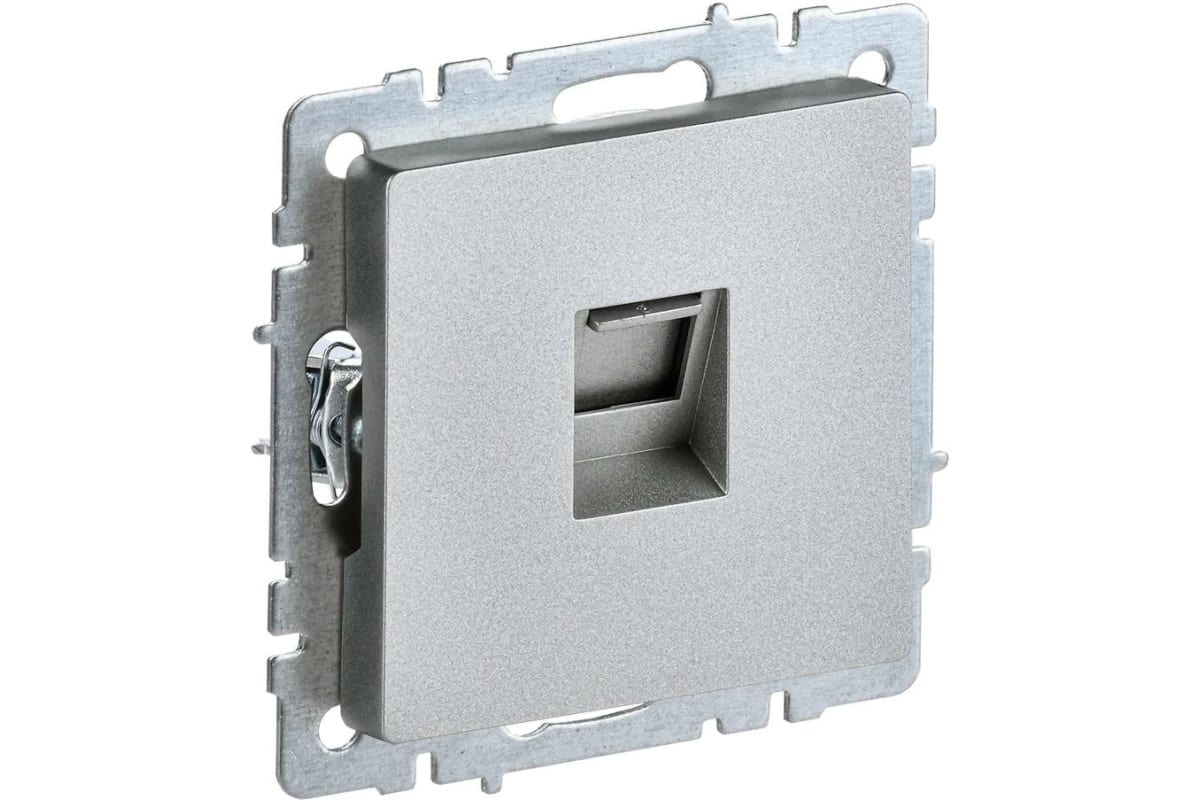Розетка IEK BR-K10-1-K47 компьютерная СП RJ45 кат.5E BRITE РК10-БрА алюм.
