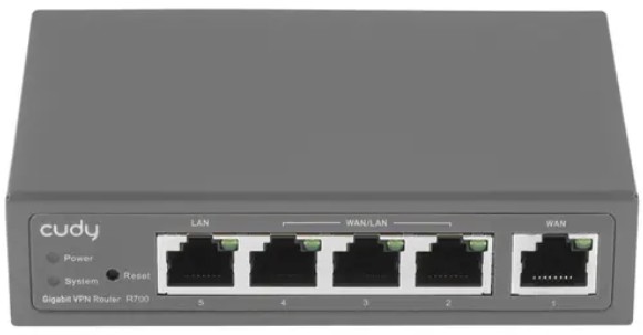 Маршрутизатор Cudy R700 Gigabit Multi-WAN VPN Router, 1 GbE WAN,  1GbE LAN, 3 Configurable WAN/LAN,  Load balancing,  Link Backup, Zerotier/Wireguard/