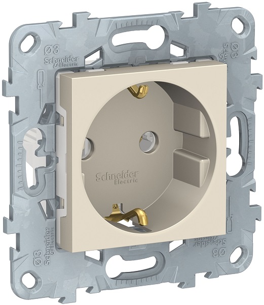 Розетка Schneider Electric NU503644 UnicaNew, беж, с/з без шторок, винт. зажим, 16А, 250В