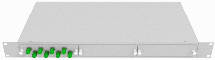 Кросс оптический стоечный TopLAN КРС-Top-1U-08ST/A-OS2-GY 19, 8 ST/APC адаптера, одномодовый, 1U, серый, укомплектованный