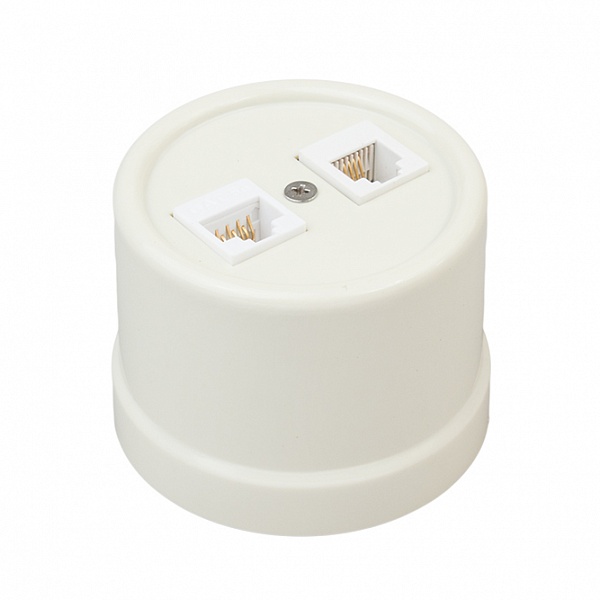Розетка Bironi B1-302-211 пластик, слоновая кость, компьютерная 2-ая RJ45