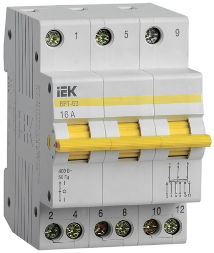 Выключатель-разъединитель трехпозиционный IEK MPR10-3-016 ВРТ-63 3P 16А