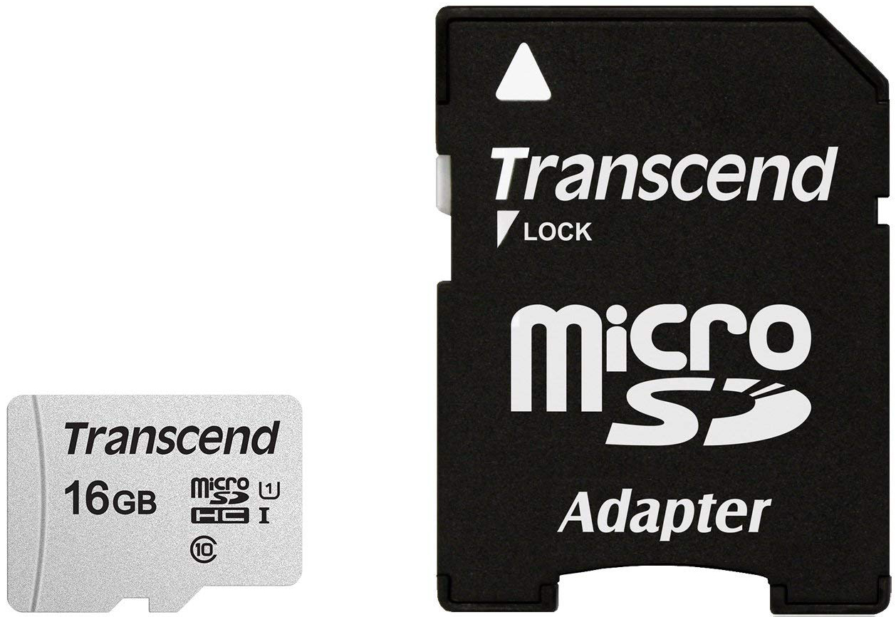 Карта памяти 16GB Transcend TS16GUSD300S-A microSDHC Class 10 U1 300S + адаптер