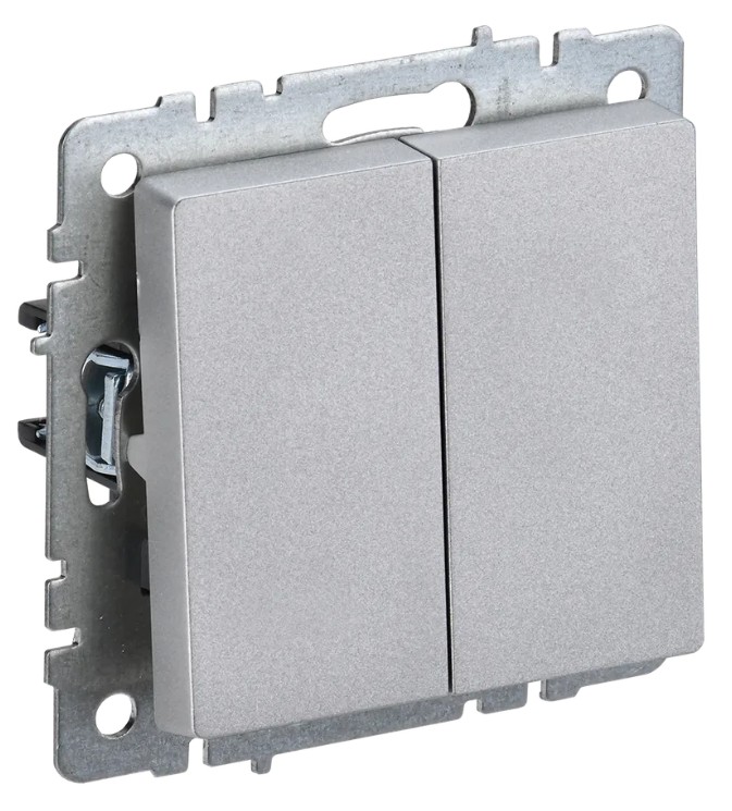 Выключатель IEK BR-V22-0-10-K47 проходной 2-кл. СП BRITE ВС10-2-6-БрА 10А алюм.