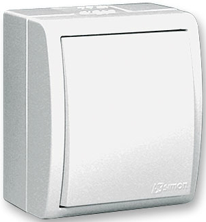 Выключатель Simon 1594104-030 Simon 15 Aqua Белый 1-клавишный с/п наружный,IP54