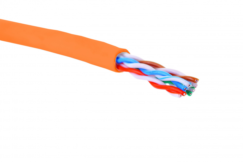 Кабель витая пара U/UTP 5 кат. 4 пары Eurolan 19C-U5-12OR-B305 24 AWG, нг(A)-HF, внутренней прокладки, оранжевый, коробка 305 м