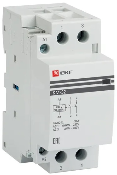 Контактор EKF km-2-32-20 КМ 32А 2NО (2 мод.)