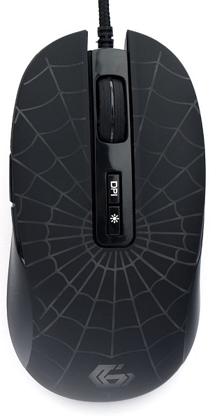  Мышь Gembird MG-560 USB, черный, паутина, 7 кн, 3200 DPI, подсв 6 цв, каб. тканевый 1,8м